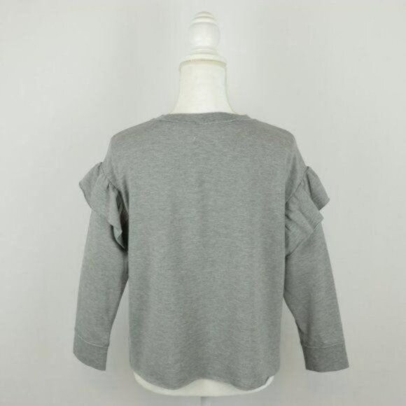 UGG Amara Women's XS Gray Crewneck Ruffled 3/4 Sleeve Sweatshirt - Picture 4 of 9